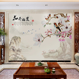 中式玉兰花鸟无纺布墙纸 无缝3d大型壁画 客厅电视背景墙壁纸简约