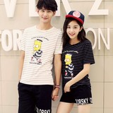 2016新款情侣装夏装套装韩国卡通辛普森宽松短袖T恤男女学生班服