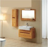 现代浴室柜洗脸洗手柜简约橡木实木卫浴吊柜组合储物柜小户型镜柜