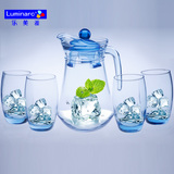乐美雅玻璃水壶水杯套装彩色水具套装家用大容量水壶水杯子套装