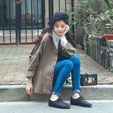 2016新款学院风宽松蝙蝠袖大口袋棉布秋季外套女韩版学生工装上衣