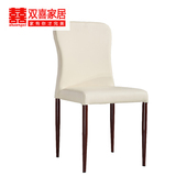 双喜宜家酒店餐厅家用餐椅子现代简约 不锈钢软包靠背实木皮餐椅