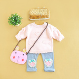 包邮韩国风女童毛衣1-2-3岁女宝宝毛衣针织衫套头衫粉色爱心春款