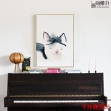 慵懒猫咪现代简约玄关竖版装饰画过道壁画餐厅卧室挂画