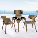 藤椅四件套组合 卧室藤编桌椅咖啡厅创意休闲藤编椅 时尚户外茶楼