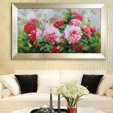 日康 植物花卉油画牡丹花开富贵 纯手绘餐厅卧室挂画 客厅装饰画