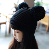 韩版宝宝帽男女婴儿童毛线帽米奇球球宝宝针织可爱保暖卡通潮帽