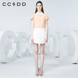 CCDD2016春装新款专柜正品女时尚雪纺拼接翅膀方领衬衫花瓣袖上衣