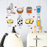 可移除墙贴纸 创意卡通早餐甜点橱柜厨房冰箱餐厅墙壁贴纸 贴画