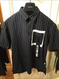 TRENDIANO欧时力2016夏装潮宽松条纹短袖休闲衬衫男3HI2010140