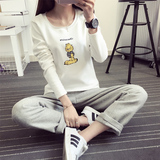 莱娜斯女装春装2016新款潮韩版字母个性T恤女长袖套头卫衣打底衫