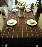 宜家西餐厅方格正方形咖啡厅布艺红格子餐桌布台布茶几防水圆桌布