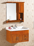 橡木浴室柜原木 现代简约卫生间吊柜组合洗手台洗脸盆 西安送货