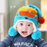熊朵宝宝帽子冬季加绒护耳帽0-1岁男女童套头帽婴儿保暖帽毛线帽