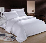 酒店宾馆60支纯棉贡缎加密纯白四件套全棉床单式纯色简约床上用品