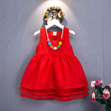 1-2岁3女宝宝夏装韩版红色公主连衣裙4小女孩时尚背心裙5儿童纱裙
