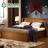 热卖林氏木业中式卧室成套家具1.8米双人床气动储物高箱床组合LS8