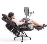 ok托真皮电脑椅电竞休闲椅家用办公转椅可躺搁脚台式电脑桌椅一体
