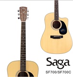 Saga SF700C 41寸40寸萨伽圆角缺角 单板民谣木吉他jita 西安代理