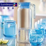 弓箭乐美雅玻璃杯子凝彩水具冰蓝玻璃杯水具套装玻璃储物罐7件套