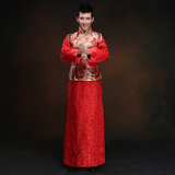 中式结婚喜服礼服唐装汉服 古装秀禾服 红色新郎龙凤褂刺绣男装