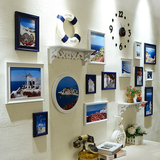 现代简约地中海照片墙 欧式客厅创意置物架挂墙相框墙组合 相片墙