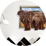 创意3D立体大象卧室玄关客厅书房餐厅相框装饰画墙贴环保玻璃贴