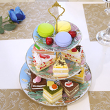 欧式陶瓷三层水果盘创意蛋糕架蛋糕盘时尚下午茶点心盘高档零食盘