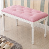 新品欧式实木垫脚凳搁新古典床尾凳时尚美式复古床前长凳床榻布艺