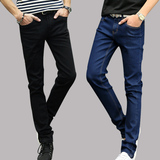 夏季薄款弹力青少年韩版牛仔裤男小脚修身款青年学生修身型长裤子