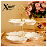 陶瓷水果盘客厅创意现代欧式 下午茶点心架蛋糕篮 三层干果托盘子
