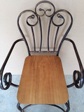 美式新款组装铁艺实木凳子咖啡店餐椅椅休闲椅复古扶手靠背椅子
