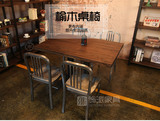 金属工业风家具创意美式酒吧铁艺桌子 120X80榆木餐桌椅套餐