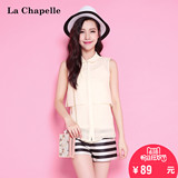 拉夏贝尔 La Chapelle领口镂空双层设计修身无袖衬衫 女10005610