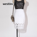 Westlink/西遇2016春季新款 几何镂空半身裙修身包臀裙一步中裙女