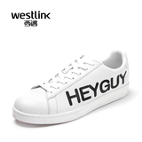 Westlink/西遇2016春季新款 运动休闲字母印花系带圆头滑板鞋男鞋