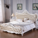 欧式实木床橡木雕花真皮双人大床2米2.2米高箱储物公主床奢华婚床