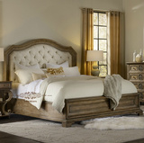 美式乡村实木双人床法式软包拉扣床地中海复古橡木1.8米床婚庆床