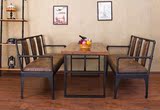 美式铁艺单人沙发椅客厅休闲椅做旧复古咖啡西餐厅卡座桌椅组合