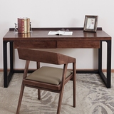 铁艺桌子家用美式简易书桌 简约实木电脑桌抽屉创意写字台学习桌
