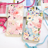 渲染花朵iPhone6 plus手机壳苹果5s保护套挂绳防尘全包硅胶硬壳6p