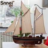 一帆风顺帆船模型船摆件装饰品 实木质手工仿真船模 高档商务礼品