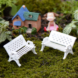 白色长椅 多肉植物园艺盆景苔藓微景观小摆件盆栽装饰品配件