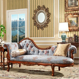 美式实木贵妃椅 卧室美人榻 欧式布艺躺椅 沙发椅 新古典贵妃椅