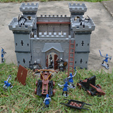 古代兵人投石车攻城弩套装儿童玩具城堡拼装模型战争攻城军事模型