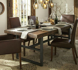 美式复古实木餐桌饭桌长方形做旧餐桌椅组合6人榆木橡木可定制