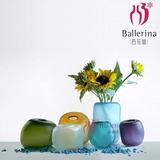 结婚礼特彩色玻璃花瓶摆件 欧式紫绿蓝色创意软装艺术琉璃工艺品