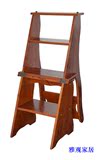 实木家用梯子 折叠梯凳 美式登高梯 宜家室内小梯子 两用靠背椅
