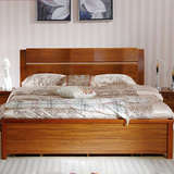 乌金木色实木家具现代新中式双人床1.8米1.5米气动储物婚床