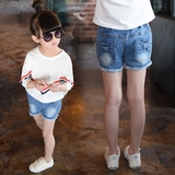 女童牛仔裤2016童装夏装新款韩版儿童宝宝个性修身小女孩牛仔短裤